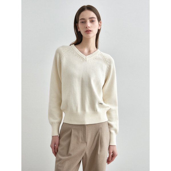 소프트 코튼 V넥 니트 탑 MDKT127_7 Colors