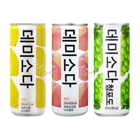 데미소다 250ml 레몬/ 5캔+복숭아/ 5캔+청포도/ 5캔 총15캔