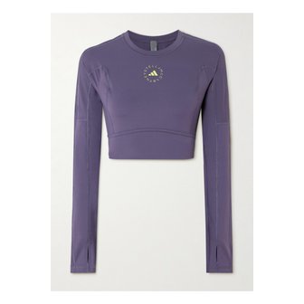 아디다스 바이스텔라매카트니 트루스트렝스 컷아웃 크롭 프린트 탑 퍼플 1647597343818698