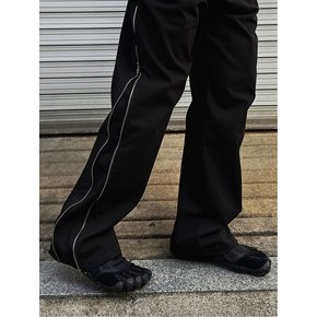 COTTON SIDE LINE ZIPPER PANTS (BLACK)