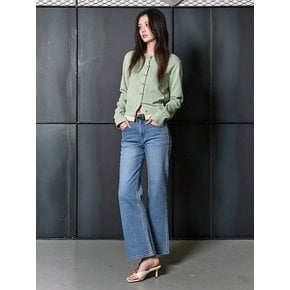 Round Neck Knit Cardigan  Light Green (KE615AM01L)