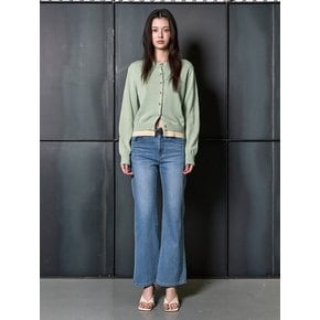Round Neck Knit Cardigan  Light Green (KE615AM01L)