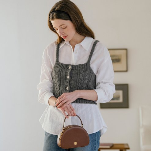 틸아이다이 [쓱머니적립] Textured point wool blended bustier_Gray