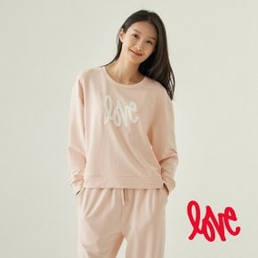 여 LOVE_소프트 스웨트 라운드넥 긴팔 파자마 티셔츠 J203101012064