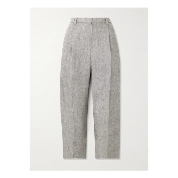 브루넬로쿠치넬리 크롭 플리츠 헴프 리넨 혼방 스트레이트 팬츠 그레이 1647597355286290