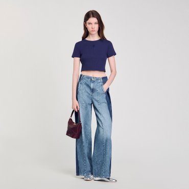 산드로 [25SS 시즌오프 30%] 톤온톤 로고 와플 티셔츠 SF25S3FRR2939