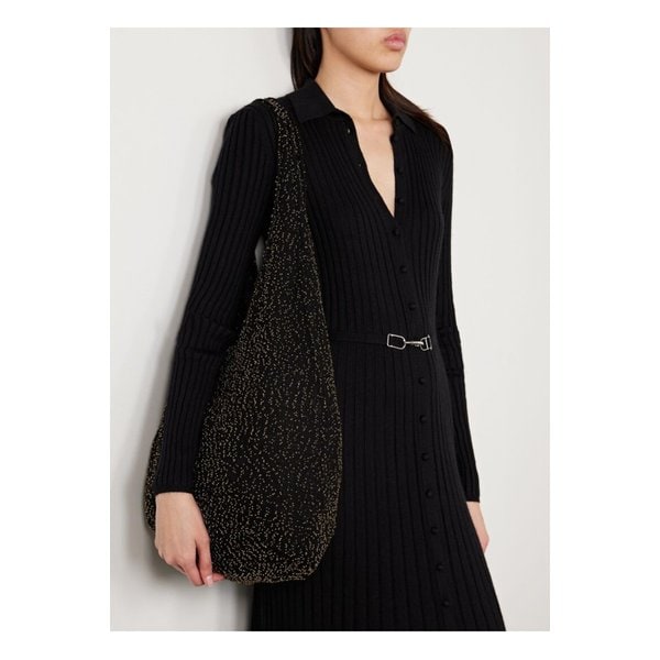 마나사 비즈 장식 캐시미어 숄더 백 블랙 1647597360098842