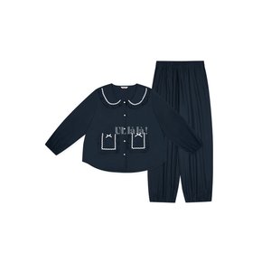무크 긴팔 여성페어 네이비 (30수)
