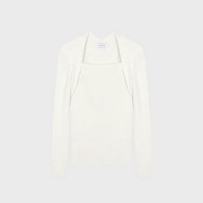 MODAL BLEND SQUARE NECK KNIT TOP IVORY