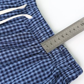남성 지지미 체크 파자마 5부 반바지 주머니 밴딩 여름 잠옷 홈웨어