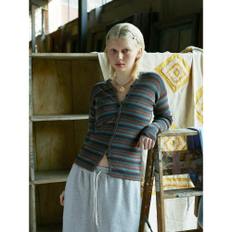 Women Stripe Cardigan  Brown (MS535AW36D)