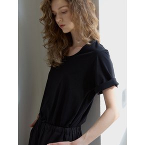 U-neck boxy T-shirt _ black