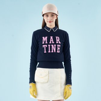 MARTINE GOLF [정상가 338000원]여성 앞 로고 포인트 방풍 스웨터 네이비 (Q0B240149)