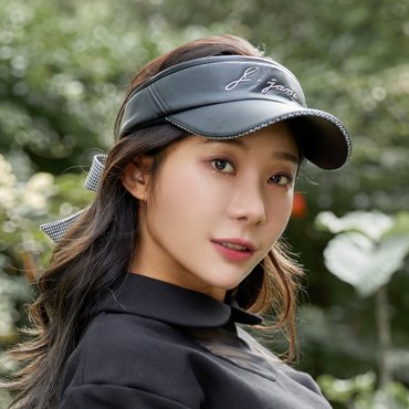 제이제인 체크 리본 레더선캡 (Black)