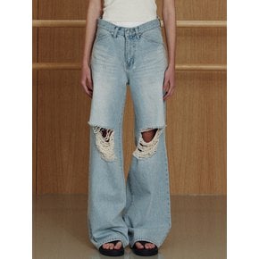 destroyed wide denim pants (light blue)