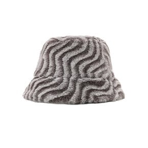 BROWN ANGEL RING ECO FUR BUCKET HAT