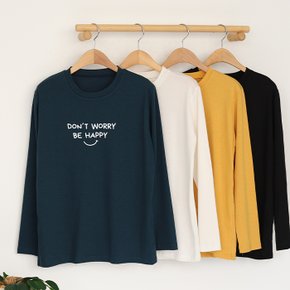 HAPPY 라운드넥 티셔츠 /여성 긴팔 데일리 스판성 WTS105
