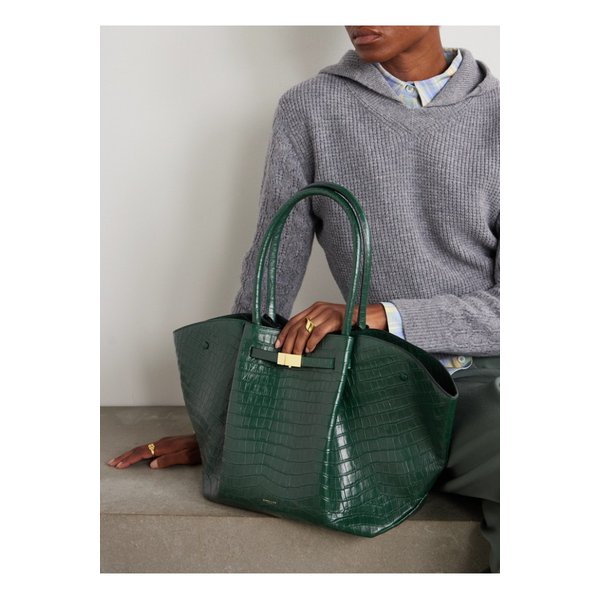 드멜리어 뉴욕 크로커다일 이펙트 가죽 토트 다크 그린 1647597338076655