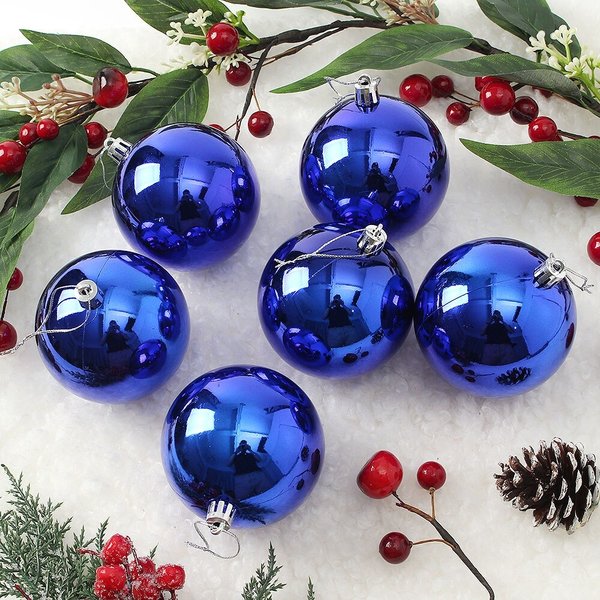블루 유광볼 6p세트(8cm) 트리 장식구슬