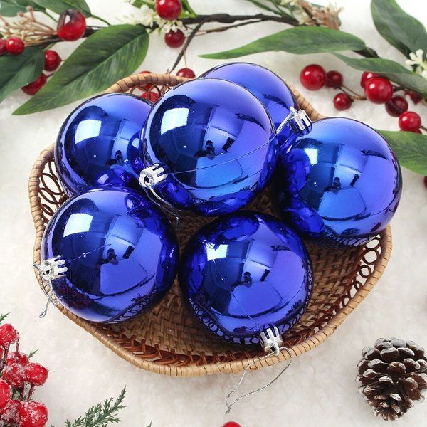 블루 유광볼 6p세트(8cm) 트리 장식구슬