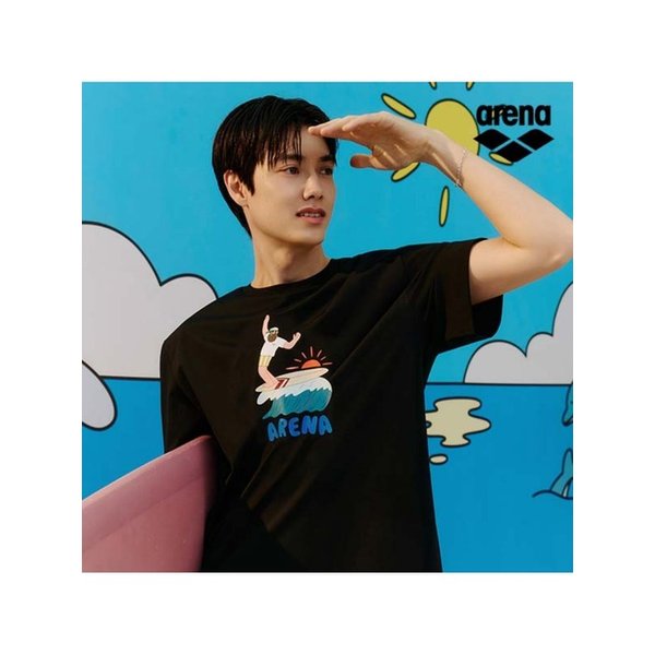 ARENA x 전황일 유니 오버핏 숏슬리브 래쉬가드 A6BC1RR92BLK