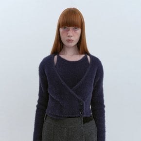 Furry Wrapped Cardigan_NAVY