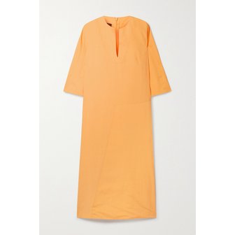 아크리스 Cotton And Mulberry Silk-blend Poplin Midi Dress 오렌지 27086482323421623
