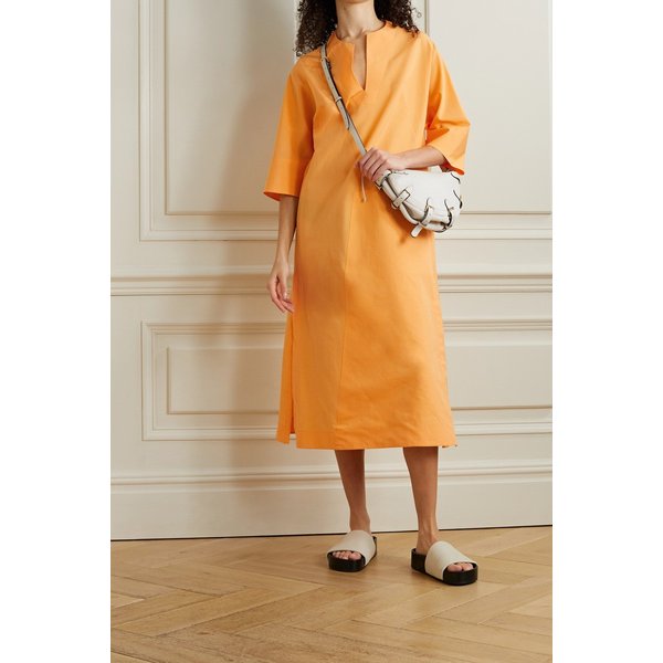 Cotton And Mulberry Silk-blend Poplin Midi Dress 오렌지 27086482323421623