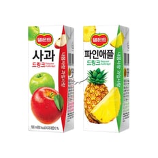 델몬트 드링크팩 2종 190ml 사과/ 5팩+파인애플/ 5팩 총10팩 주스 과즙음료