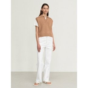 linen collar knit vest (camel)