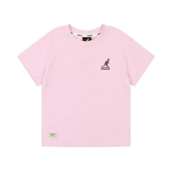캉골키즈 스몰 로고 백 프린트 티셔츠 QB 0410 라이트 핑크