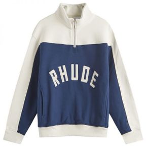 Rhude 루드 Cotrast 쿼터 집 로고 자켓 - 네이비  크림 RHSS24JA09167277