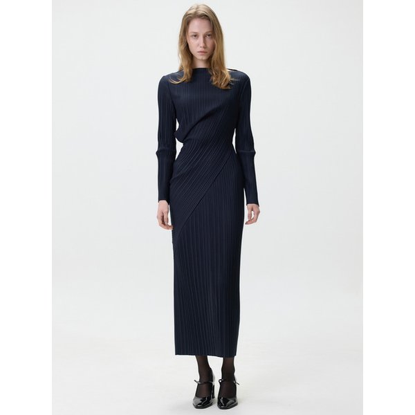 [1차 리오더][아뜰리에] 액시스 플리티드 드레스_네이비