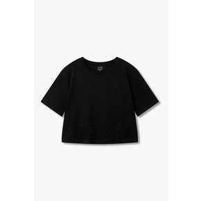AX 여성 비즈 로고 디테일 크롭 티셔츠A426130510블랙