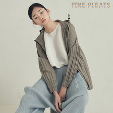 [FINE PLEATS] 피네 플리츠 하이넥 후드 점퍼 카키 그레이