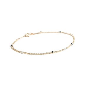페어리 더블체인팔찌 14K Gold 그레이 다이아몬드 블랙 다이아몬드