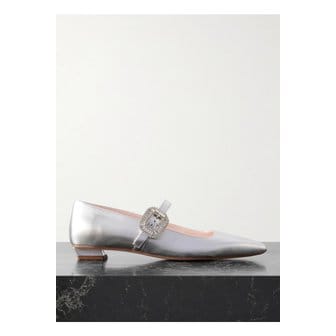 로저비비에 벨 비비에 크리스탈 장식 메탈릭 가죽 메리 제인 발레리나 플랫 46376663162872999