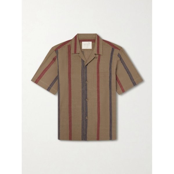 로넨 캠프 칼라 스트라이프 자카드 니트 코튼 셔츠 46376663163099381