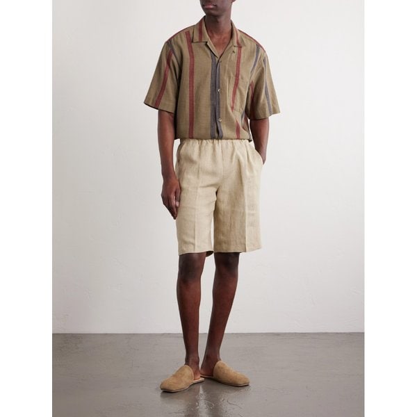 로넨 캠프 칼라 스트라이프 자카드 니트 코튼 셔츠 46376663163099381