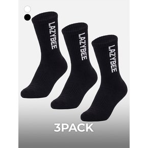 [3PACK] 에센셜 쿠셔닝 스포츠 크루 삭스 블랙