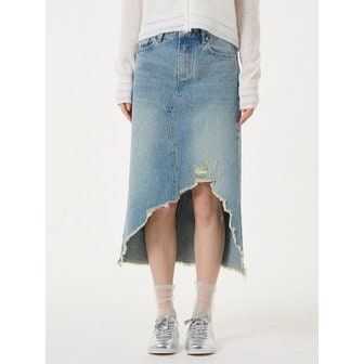 언노운플라넷 라우 데님 스커트 블루_Raw Denim Skirt Blue