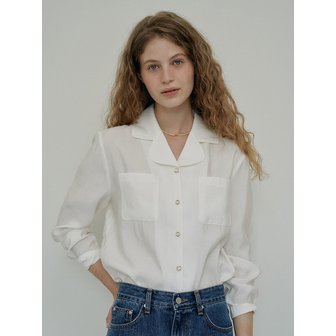 언에디트 W Pocket Open Collar Blouse_Ivory