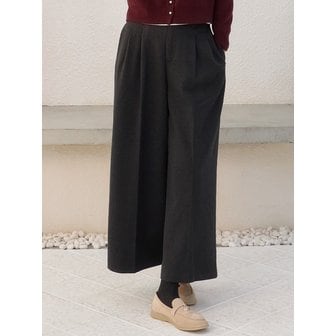 마일리로우 [링클프리+워셔블]프리미엄 울 라이크 기모 도톰 와이드 슬랙스 팬츠