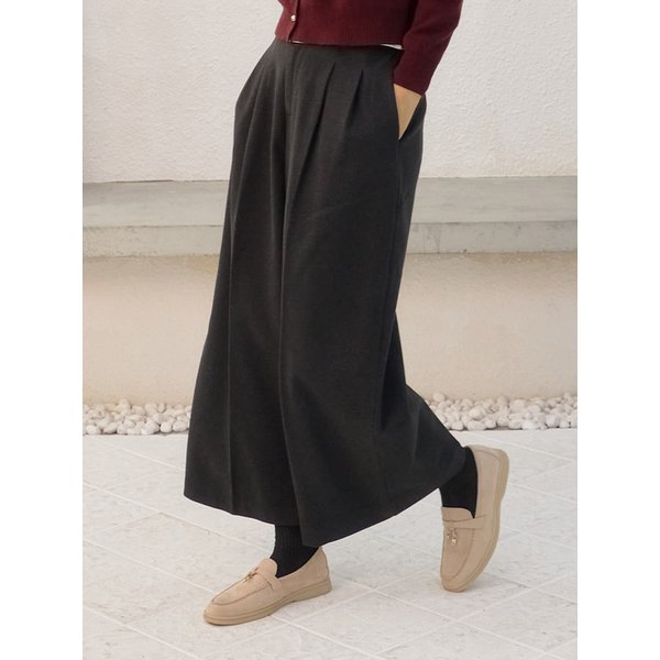 [링클프리+워셔블]프리미엄 울 라이크 기모 도톰 와이드 슬랙스 팬츠
