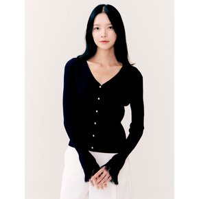 Fringe Knit Cardigan_NAVY