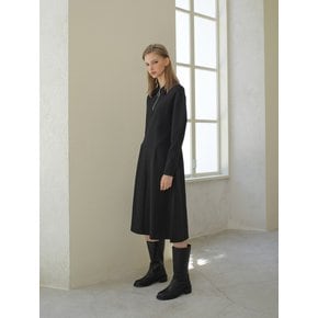 ZIP-UP COLLAR DRESS / BLACK