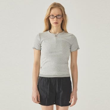 후아유 Ribbed Short Sleeve T-shirt  WHRAF2322F