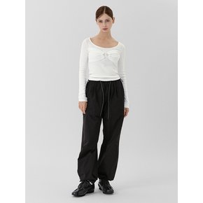 UNISEX 와이드 스트링 팬츠_BLACK