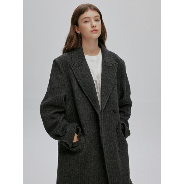 TAILORED WOOL COAT V2 (CHARCOAL PIN STRIPE)