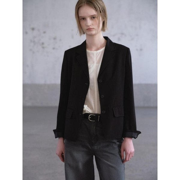 Back Button Regular Fit Jacket  Black (KE6311M045)